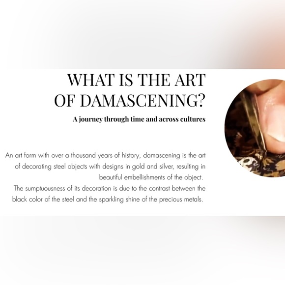 🛍️SALE🛍️ Anframa® Damascene Gold & Leather Geometric Design Skinny Bangle - Picture 8 of 10